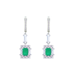 Asfour Crystal Jewelry Set With Decorative Turquoise Emerald Design In 925 Sterling Silver-SD0050-G-9