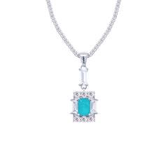 Asfour Crystal Jewelry Set With Decorative Turquoise Emerald Design In 925 Sterling Silver-SD0050-GC-7