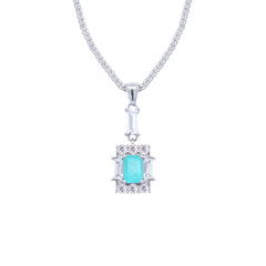 Asfour Crystal Jewelry Set With Decorative Light Turquoise Emerald Design In 925 Sterling Silver-SD0050-LGC-9