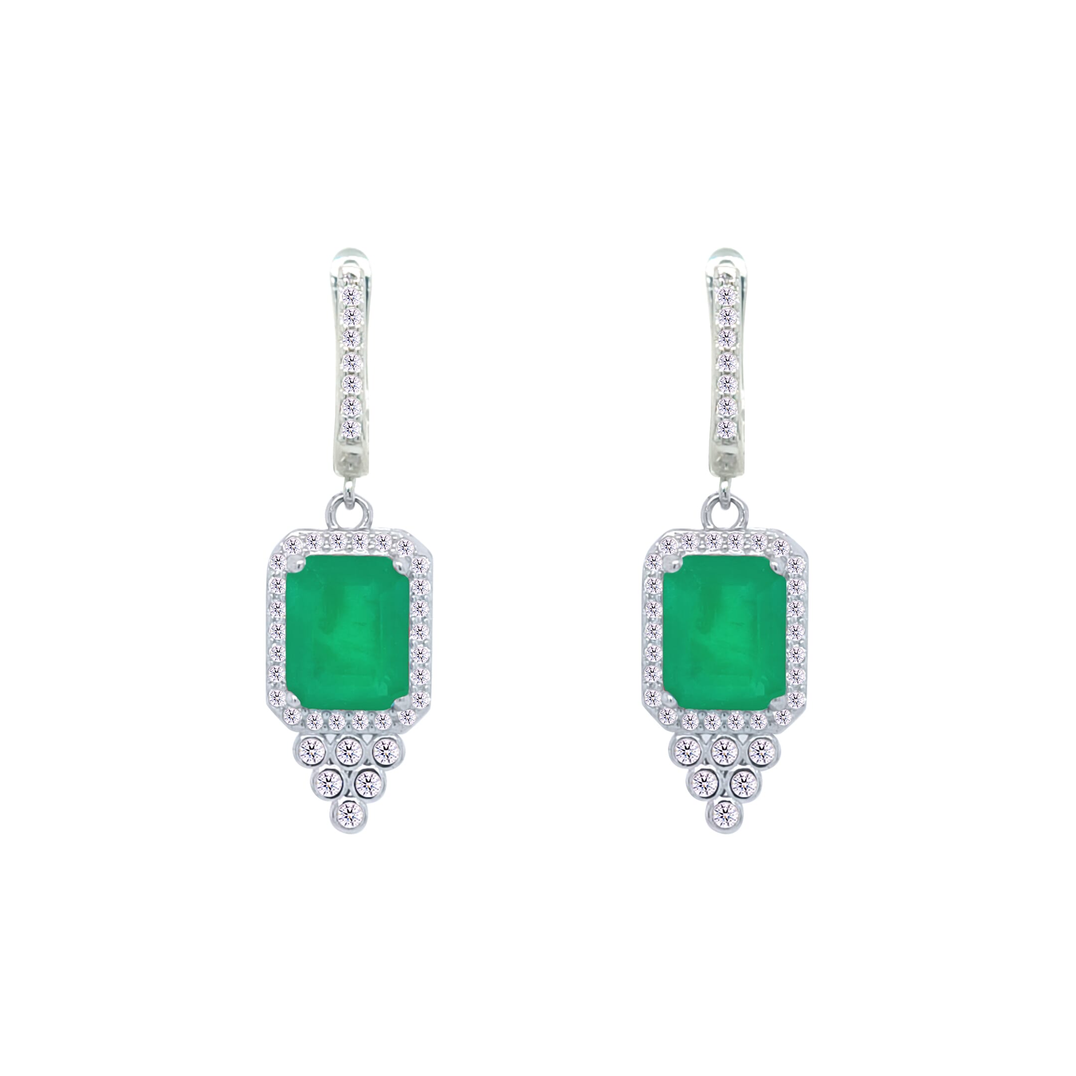 Asfour Crystal Jewelry Set With Decorative Emerald Design In 925 Sterling Silver-SD0051-G-8