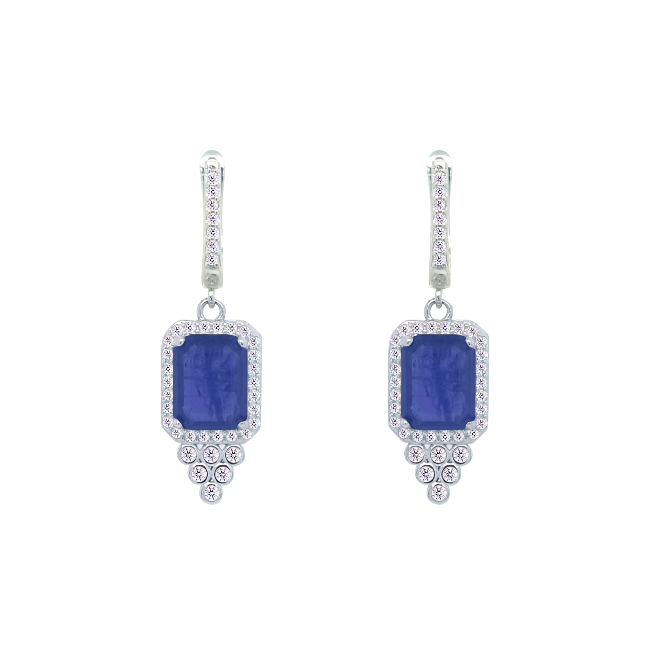 Asfour Crystal Jewelry Set With Decorative Blue Design In 925 Sterling Silver-SD0052-B-9