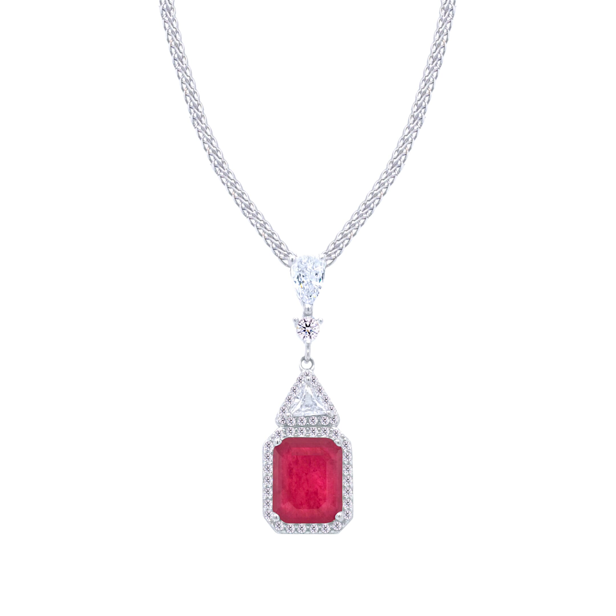 Asfour Crystal Jewelry Set With Decorative Fuchsia Design In 925 Sterling Silver-SD0052-F-8