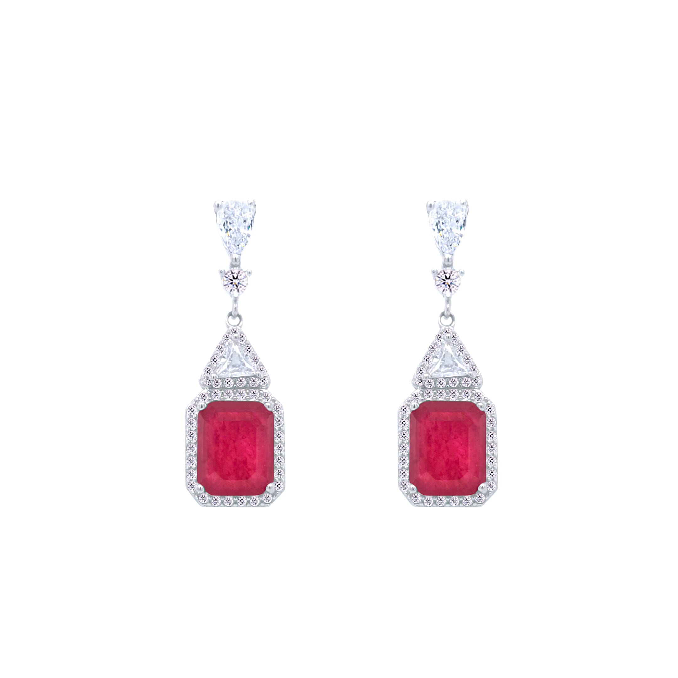 Asfour Crystal Jewelry Set With Decorative Fuchsia Design In 925 Sterling Silver-SD0052-F-8