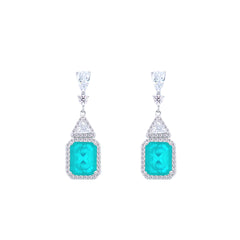 Asfour Crystal Jewelry Set With Decorative Turquoise Design In 925 Sterling Silver-SD0052-GC-9