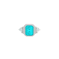 Asfour Crystal Jewelry Set With Decorative Turquoise Design In 925 Sterling Silver-SD0052-GC-9