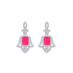 Asfour Creations Jewelry Set With Decorative Fuchsia Hamsa Design In 925 Sterling Silver – SD0053-F-8
