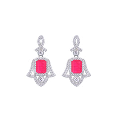 Asfour Creations Jewelry Set With Fuchsia Hamsa Design In 925 Sterling Silver – SD0053-F-9