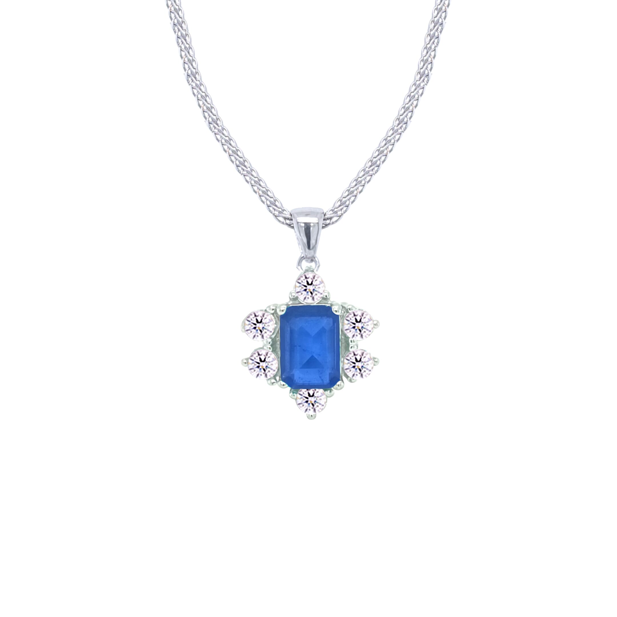 Asfour Crystal Jewelry Set With Halo Blue Decorative Design In 925 Sterling Silver-SD0054-B-9