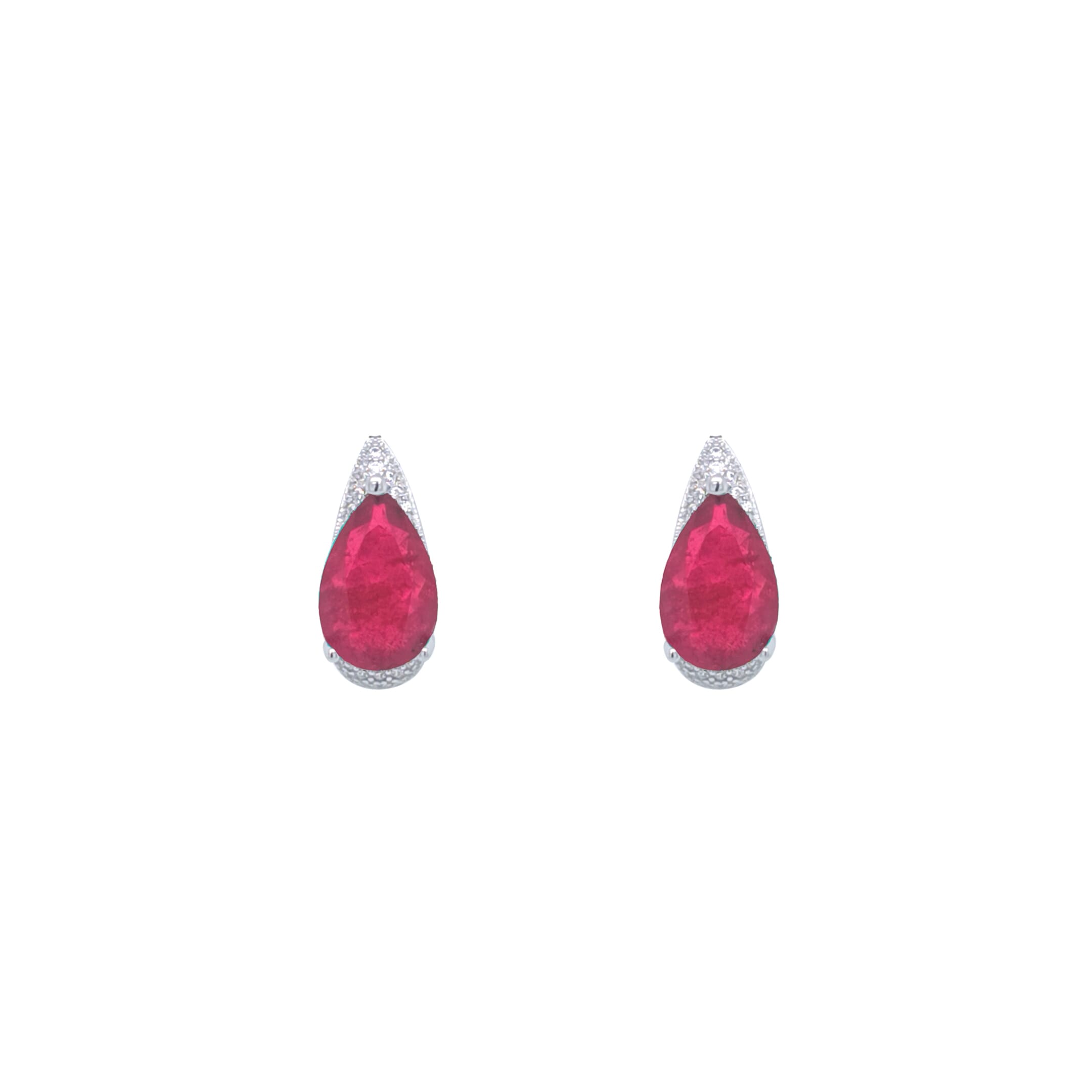 Asfour Crystal Jewelry Set With Fuchsia Pear Design In 925 Sterling Silver-SD0055-F-7