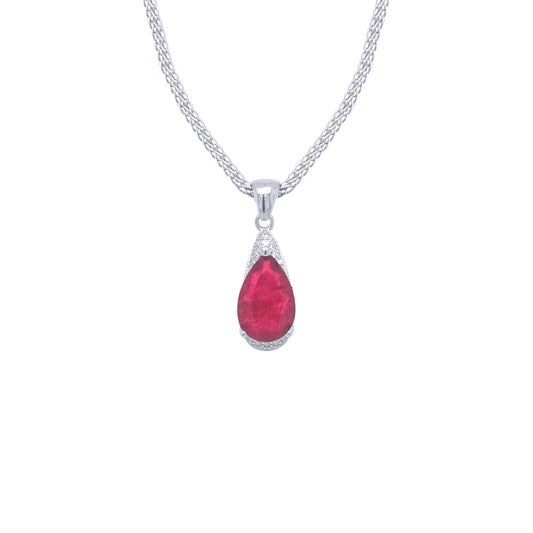 Asfour Crystal Jewelry Set With Fuchsia Pear Design In 925 Sterling Silver-SD0055-F-8