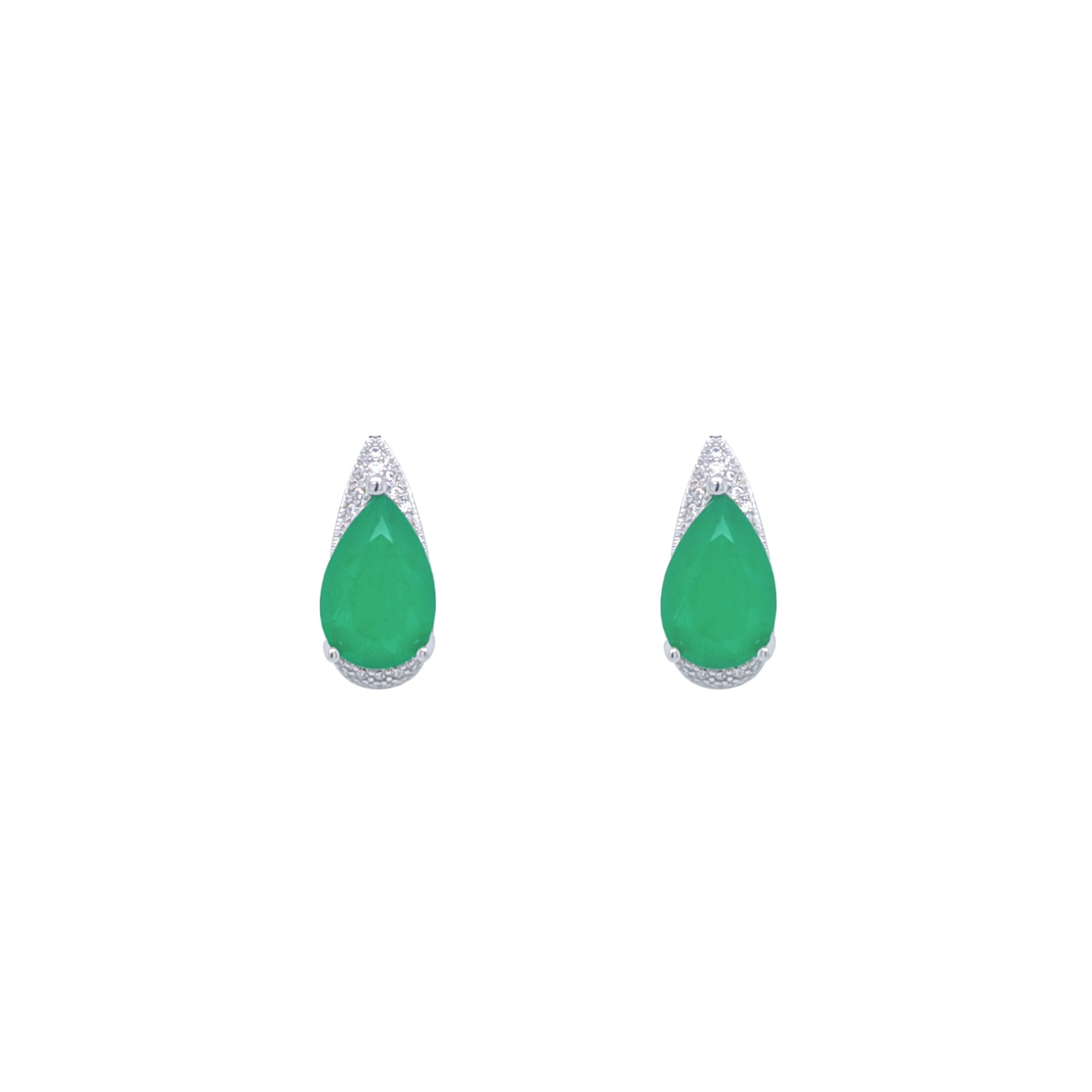 Asfour Crystal Jewelry Set With Emerald Pear Design In 925 Sterling Silver-SD0055-G-8