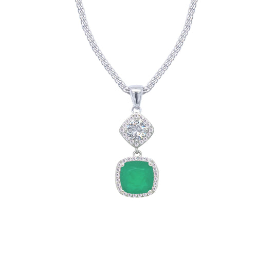 Asfour Crystal Jewelry Set With Blue Cushion Cut Design In 925 Sterling Silver-SD0056-G-7