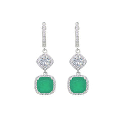 Asfour Crystal Jewelry Set With Blue Cushion Cut Design In 925 Sterling Silver-SD0056-G-7
