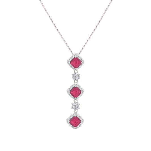 Asfour Crystal Jewelry Set With Fuchsia Squares Design In 925 Sterling Silver-SD0058-F-9