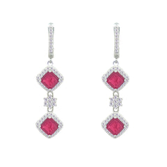 Asfour Creations Jewelry Set With Fuchsia Squares Design In 925 Sterling Silver – SD0058-F-9