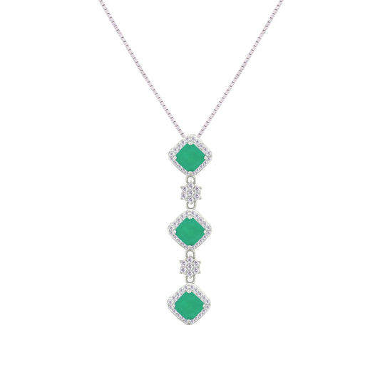 Asfour Crystal Jewelry Set With Emerald Squares Design In 925 Sterling Silver-SD0058-G-8