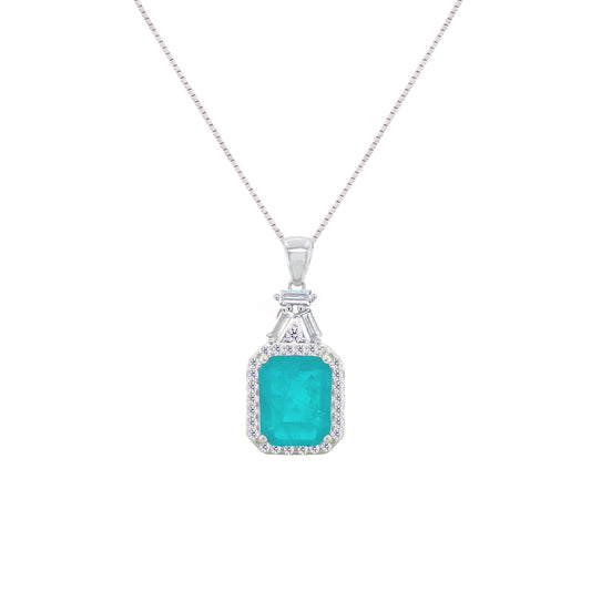 Asfour Crystal Jewelry Set With Turquoise Emerald Design In 925 Sterling Silver-SD0059-GC-7