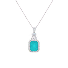 Asfour Crystal Jewelry Set With Turquoise Emerald Design In 925 Sterling Silver-SD0059-GC-9