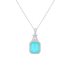 Asfour Crystal Jewelry Set With Light Turquoise Emerald Design In 925 Sterling Silver-SD0059-LGC-7