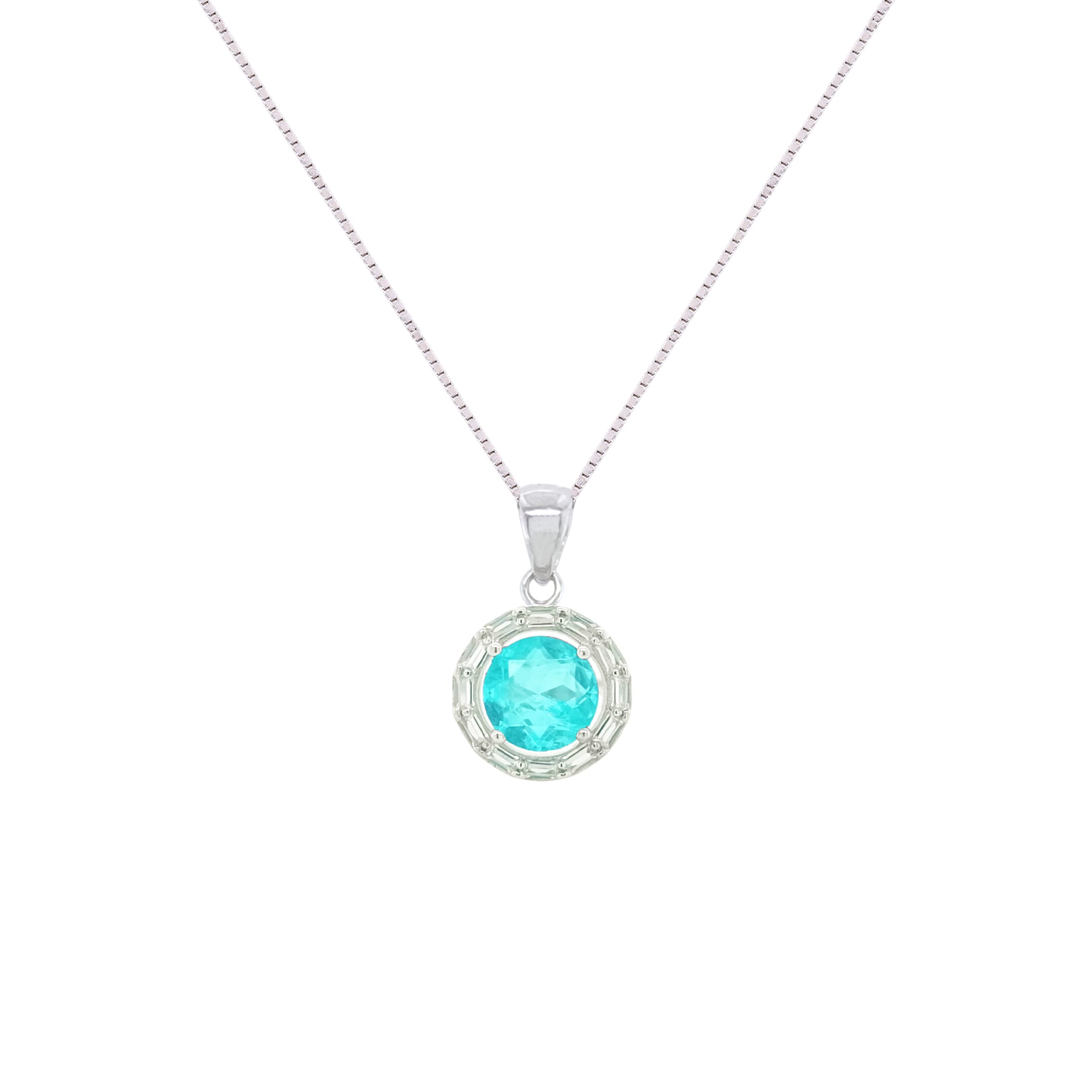 Asfour Crystal Jewelry Set With Light Turquoise Round Design In 925 Sterling Silver-SD0062-LGC-7