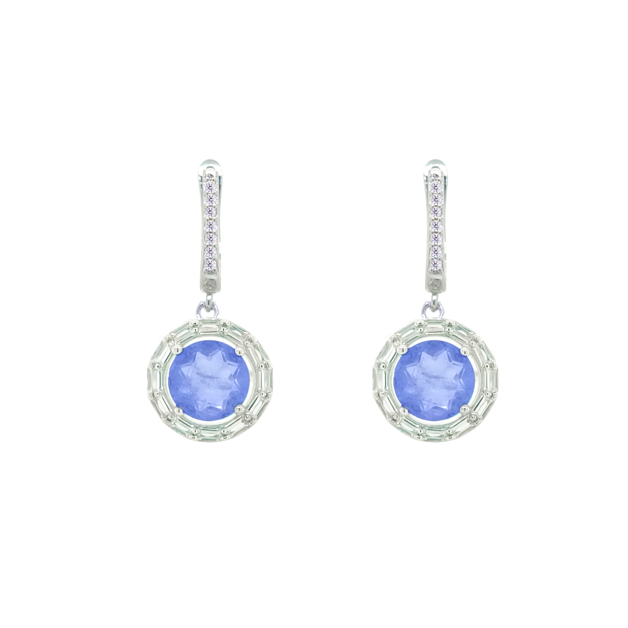 Asfour Crystal Jewelry Set With Tenzanite Round Design In 925 Sterling Silver-SD0062-N-7