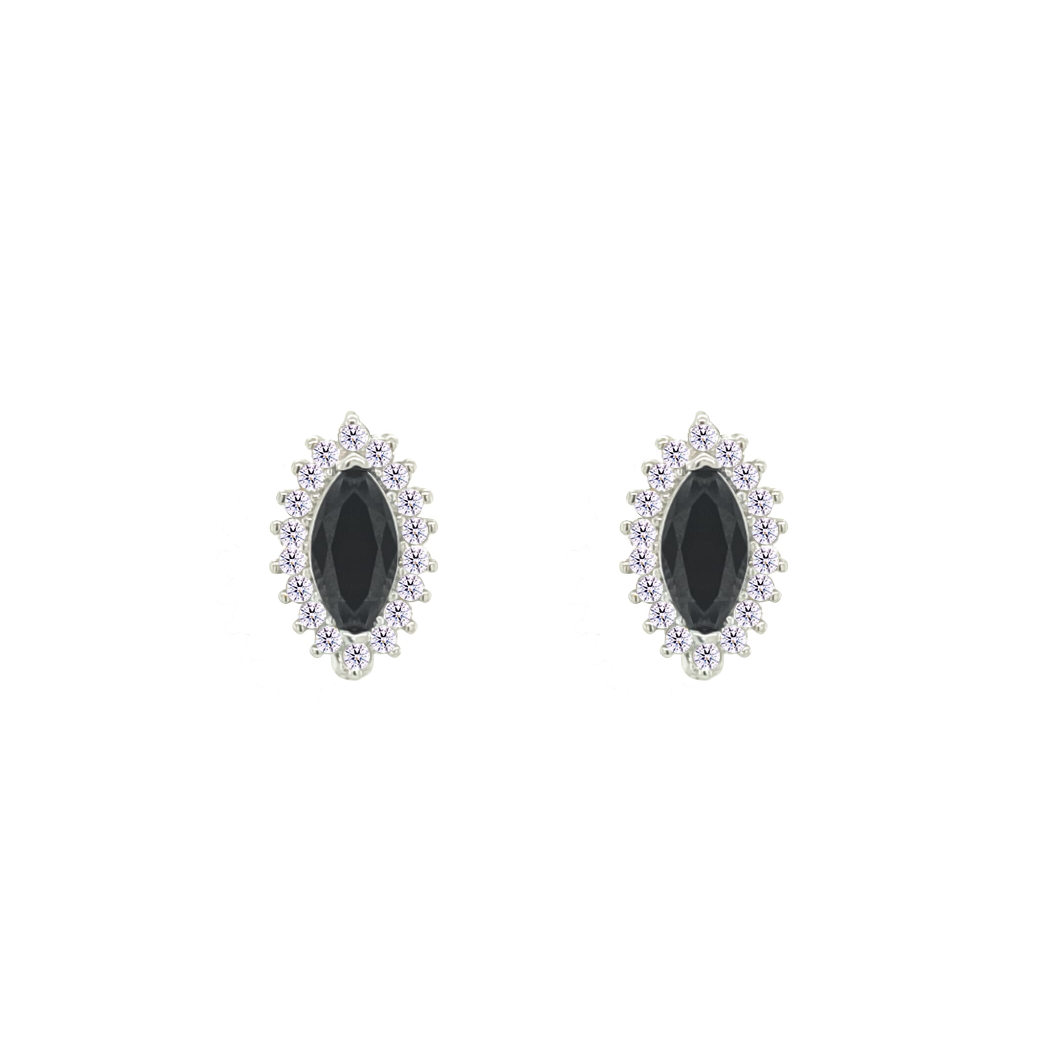 Asfour Crystal Jewelry Set With Black Marquise Design In 925 Sterling Silver-SD0064-P-7