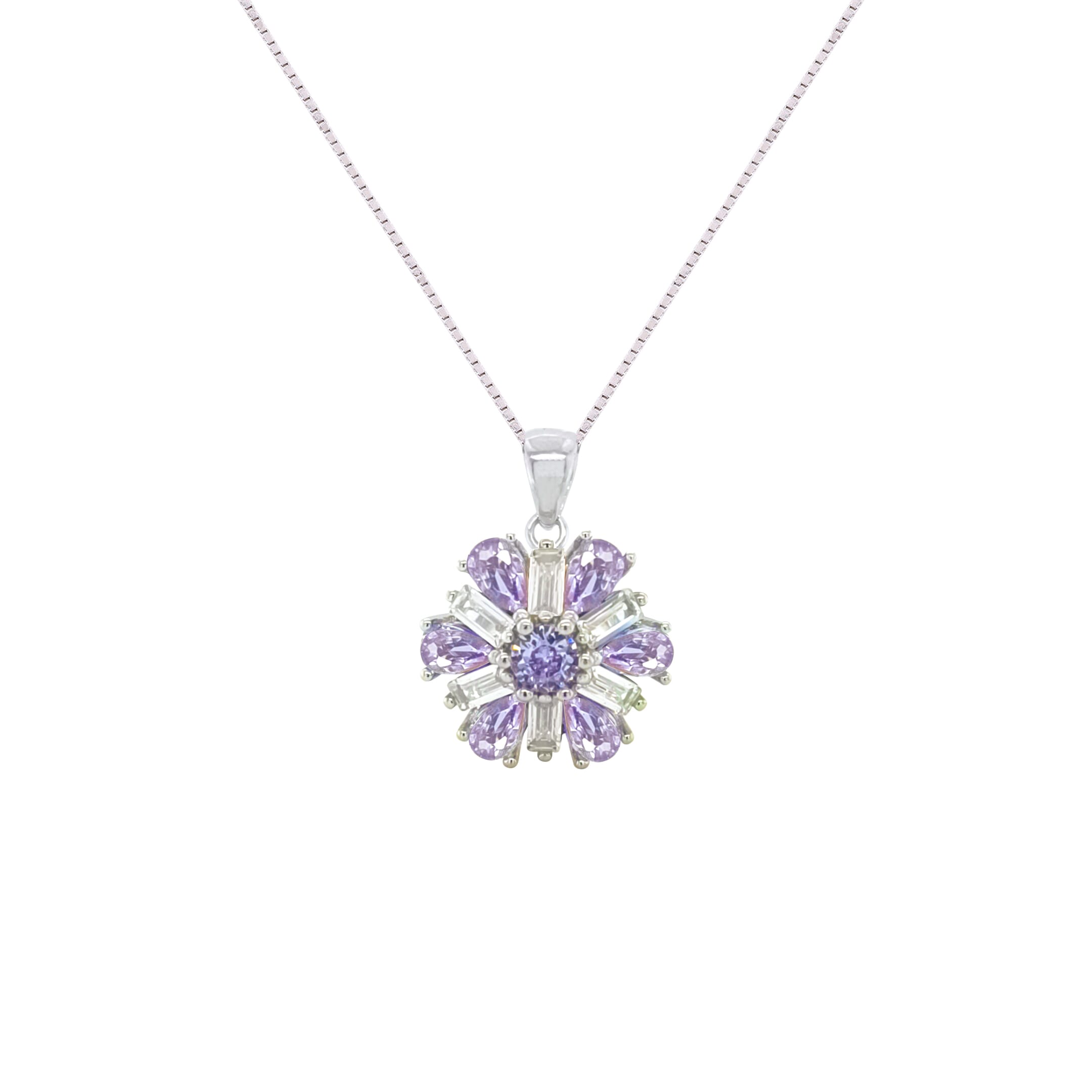 Asfour Crystal Jewelry Set With Tenzanite Flower Design In 925 Sterling Silver-SD0066-WN-8