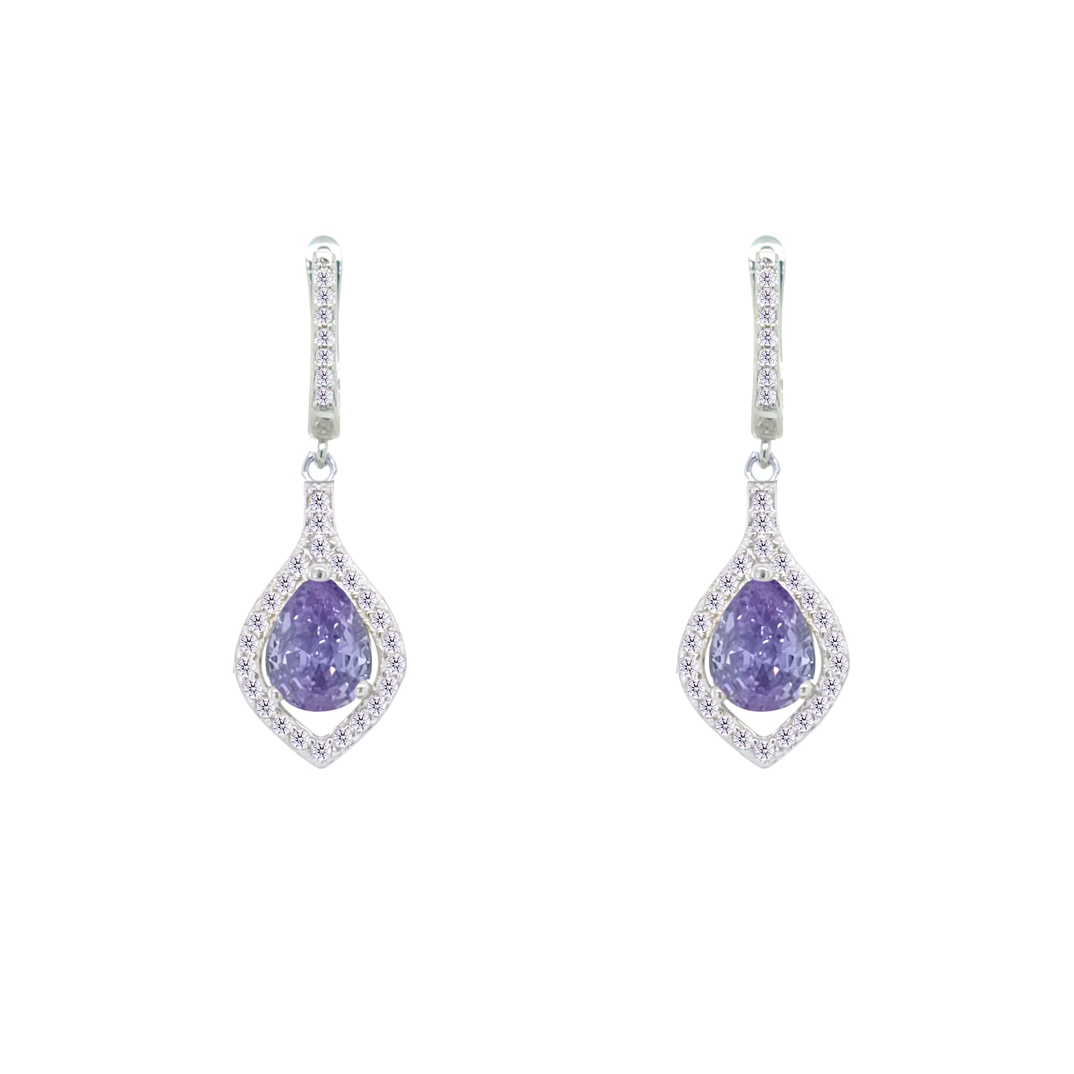 Asfour Crystal Jewelry Set With Tenzanite Pear Design In 925 Sterling Silver-SD0068-N-7