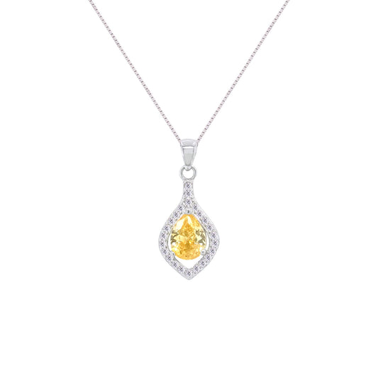 Asfour Crystal Jewelry Set With Yellow Pear Design In 925 Sterling Silver-SD0068-Y-8