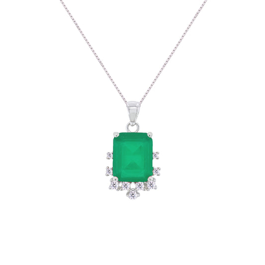 Asfour Crystal Jewelry Set With Decorative Emerald Design In 925 Sterling Silver-SD0072-G-9