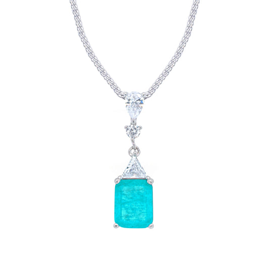 Asfour Crystal Jewelry Set With Turquoise Emerald Design In 925 Sterling Silver-SD0074-GC-8