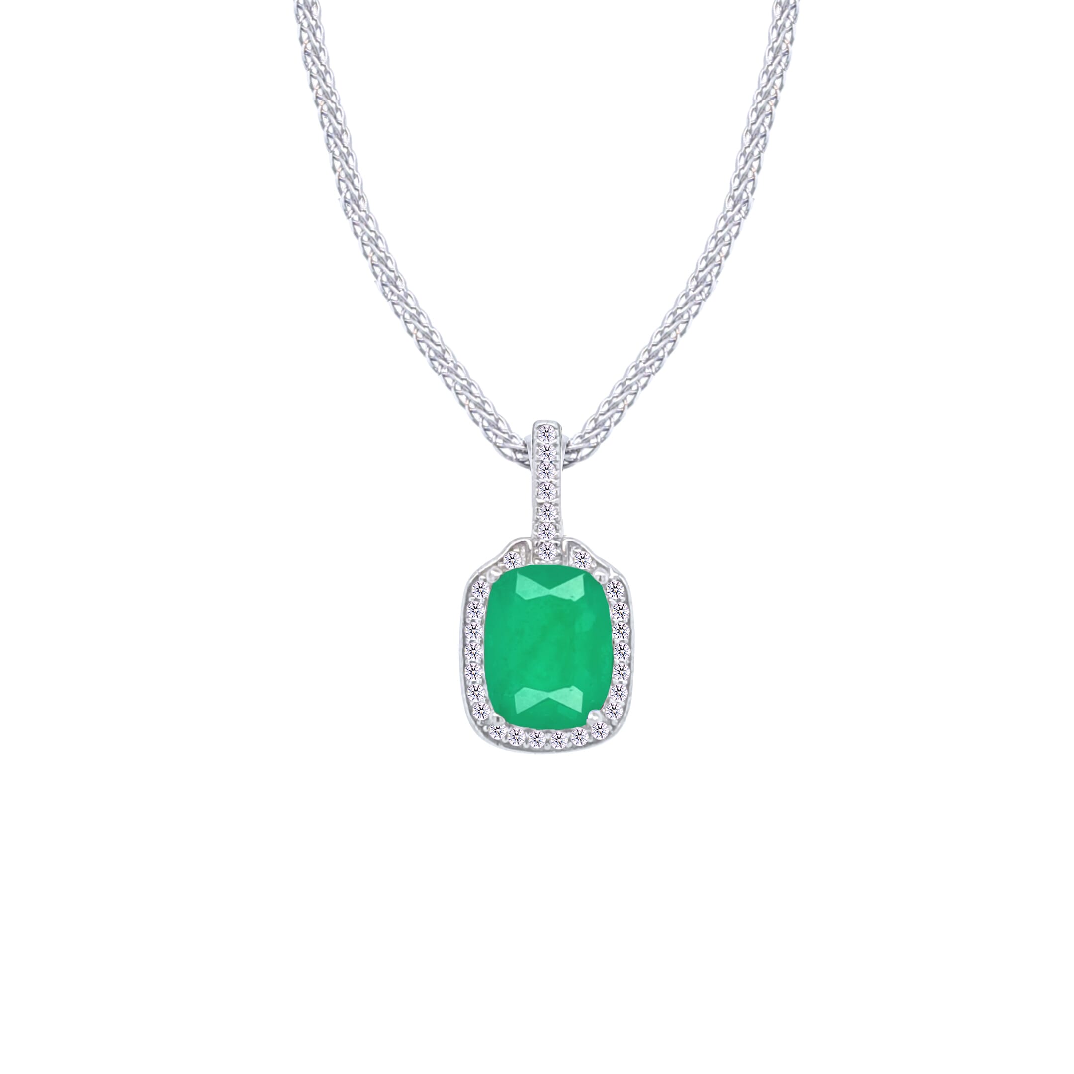 Asfour Crystal Jewelry Set With Halo Emerald Design In 925 Sterling Silver-SD0076-G-8