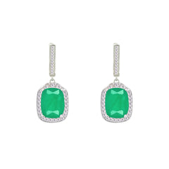 Asfour Crystal Jewelry Set With Halo Emerald Design In 925 Sterling Silver-SD0076-G-8
