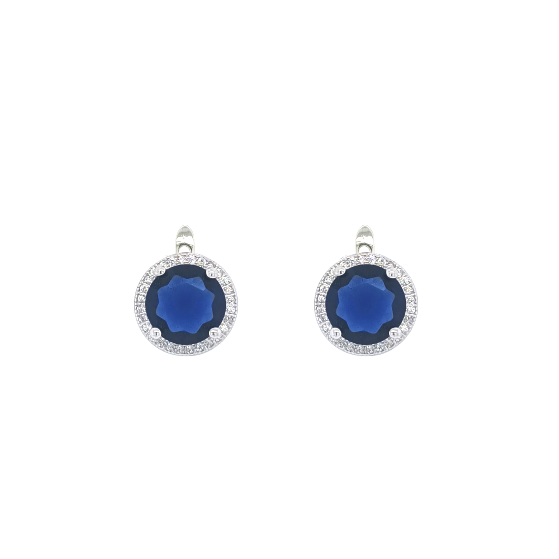 Asfour Crystal Jewelry Set With Blue Round Design In 925 Sterling Silver-SD0079-B-7