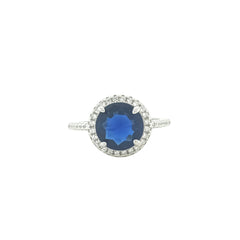 Asfour Crystal Jewelry Set With Blue Round Design In 925 Sterling Silver-SD0079-B-7