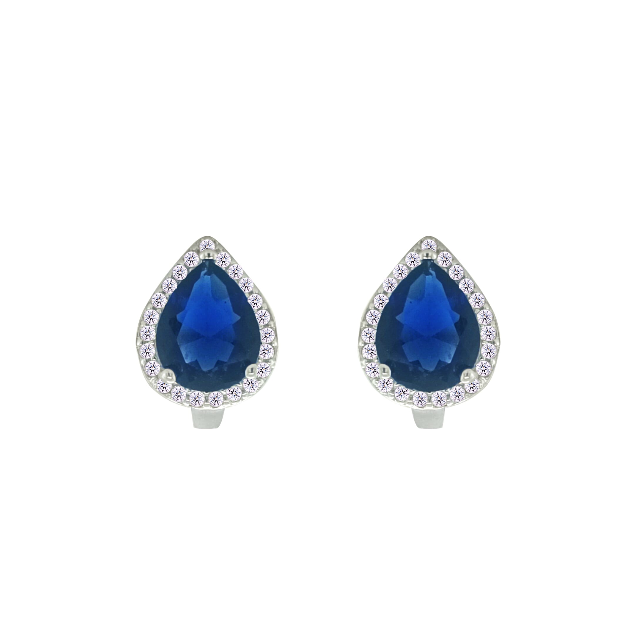 Asfour Crystal Jewelry Set With Blue Pear Design In 925 Sterling Silver-SD0081-B-8