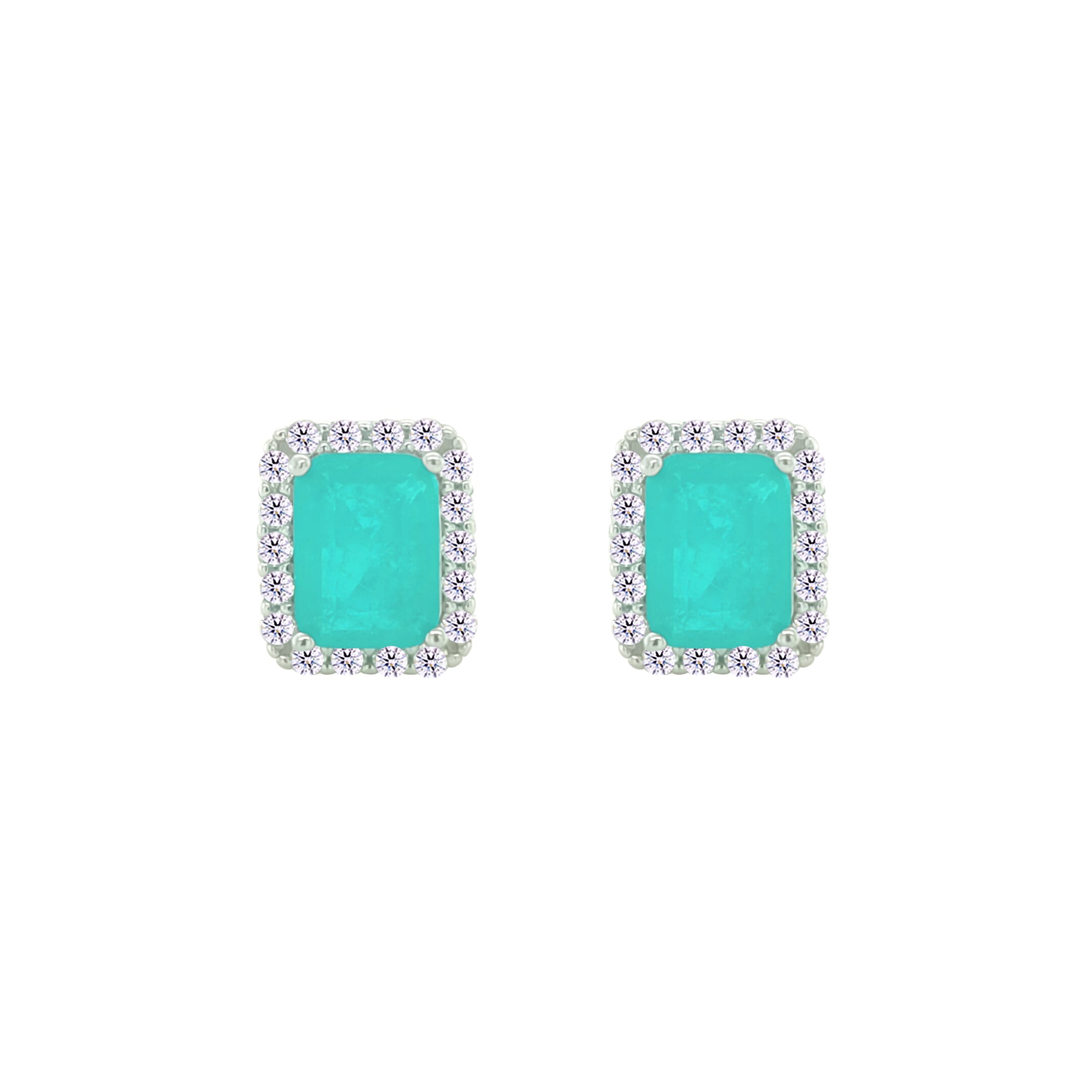 Asfour Crystal Jewelry Set With Turquoise Emerald Design In 925 Sterling Silver-SD0085-GC-8