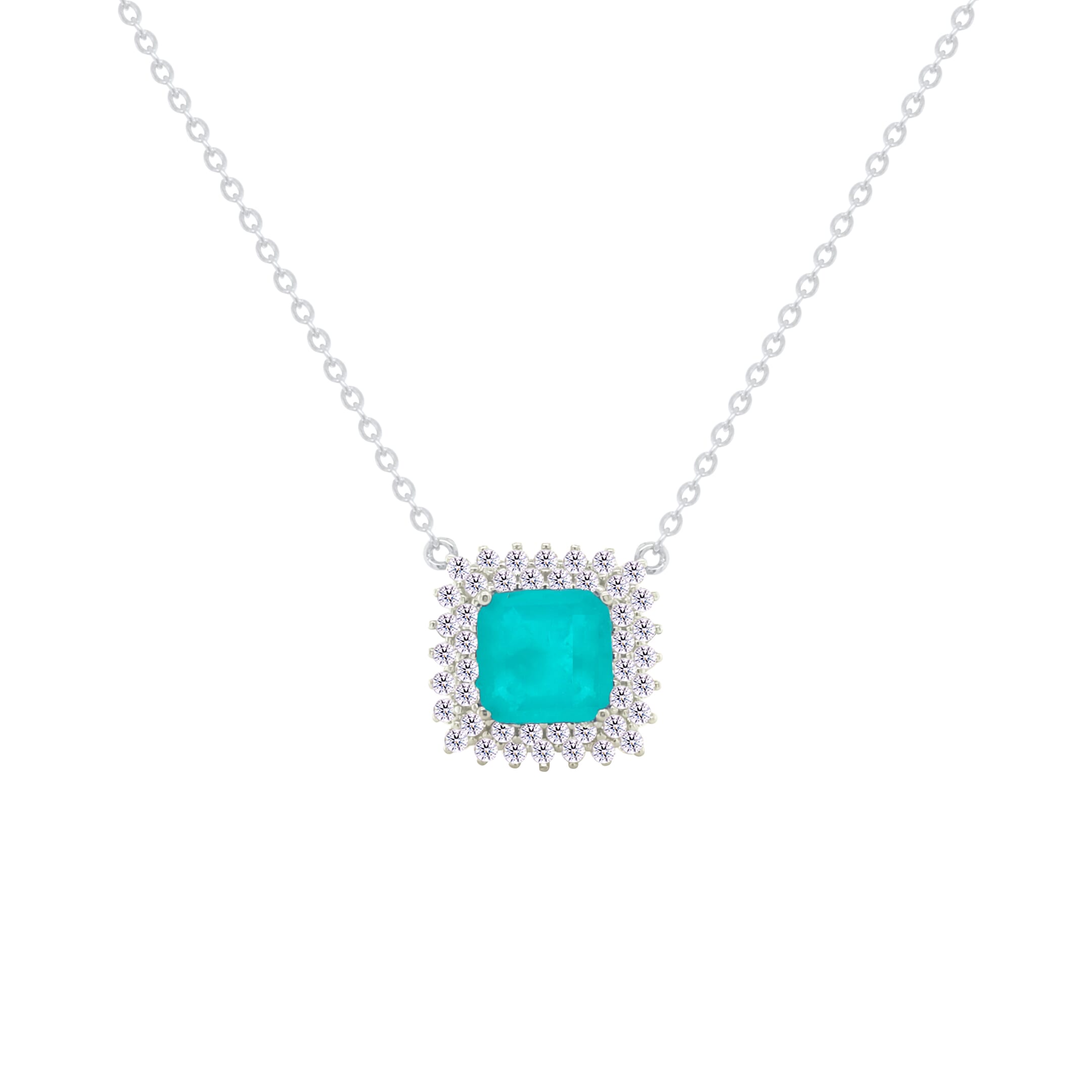 Asfour Crystal Jewelry Set With Turquoise Square Design In 925 Sterling Silver-SD0089-GC-9