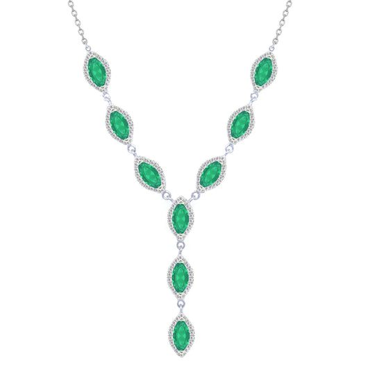 Asfour Crystal Jewelry Set With Emerald Marquise Cut Zircon Design In 925 Sterling Silver-SD0095-G-8