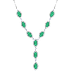 عصفور كريستال طقم فضة عيار 925 بتصميم ماركيز اخضر مرصع بالزركون - SD0095-G-8
