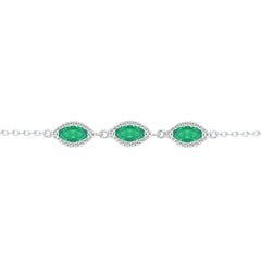 عصفور كريستال طقم فضة عيار 925 بتصميم ماركيز اخضر مرصع بالزركون - SD0095-G-8