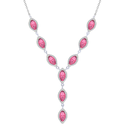 Asfour Crystal Jewelry Set With Dark Rose Marquise Cut Design In 925 Sterling Silver-SD0095-O5-8