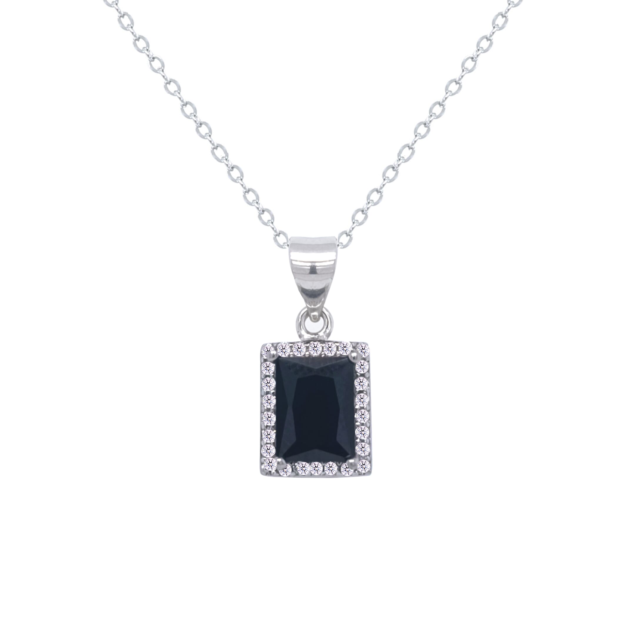 Asfour Crystal Jewelry Set With Black Emerald Design In 925 Sterling Silver-SD0105-P-8