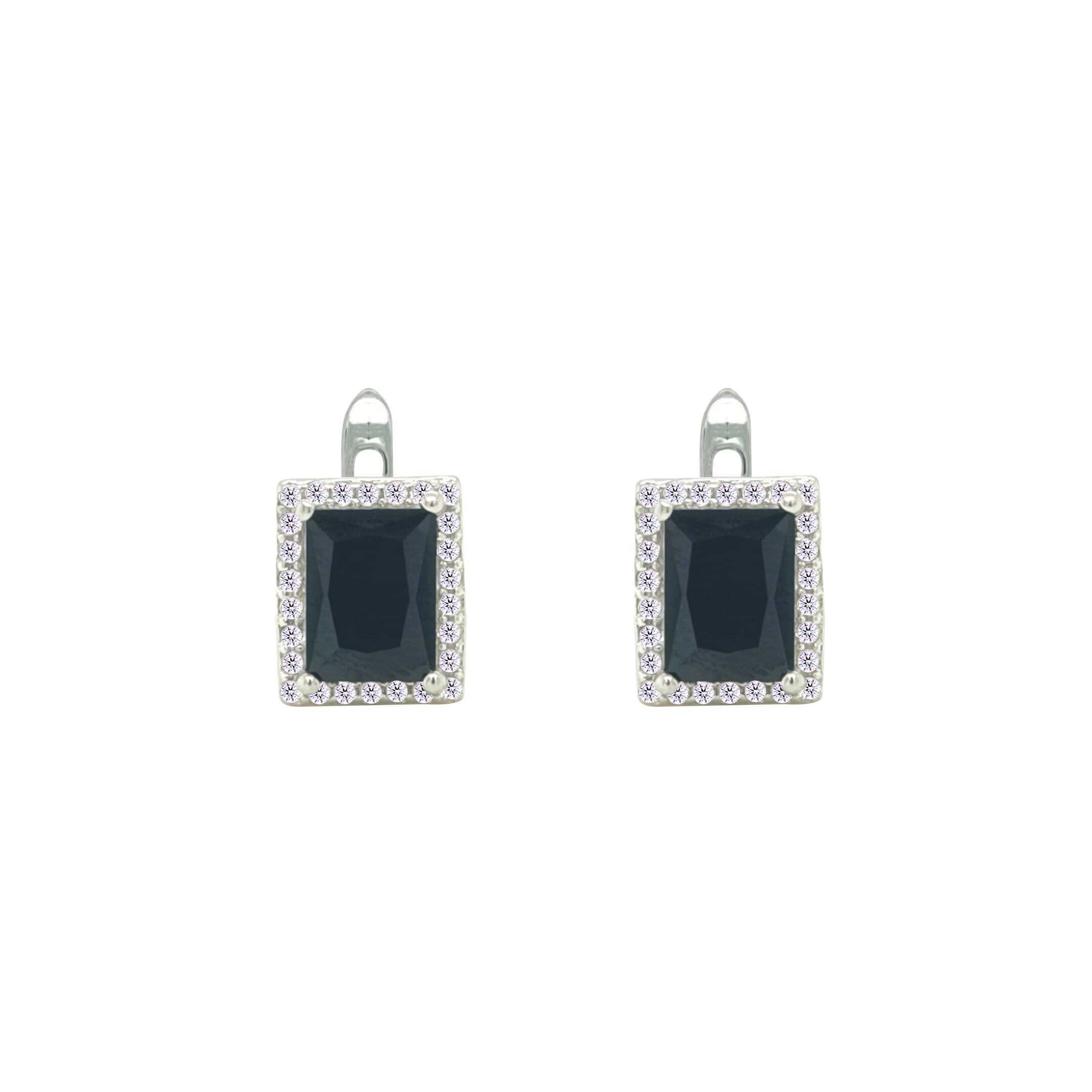 Asfour Crystal Jewelry Set With Black Emerald Design In 925 Sterling Silver-SD0105-P-8