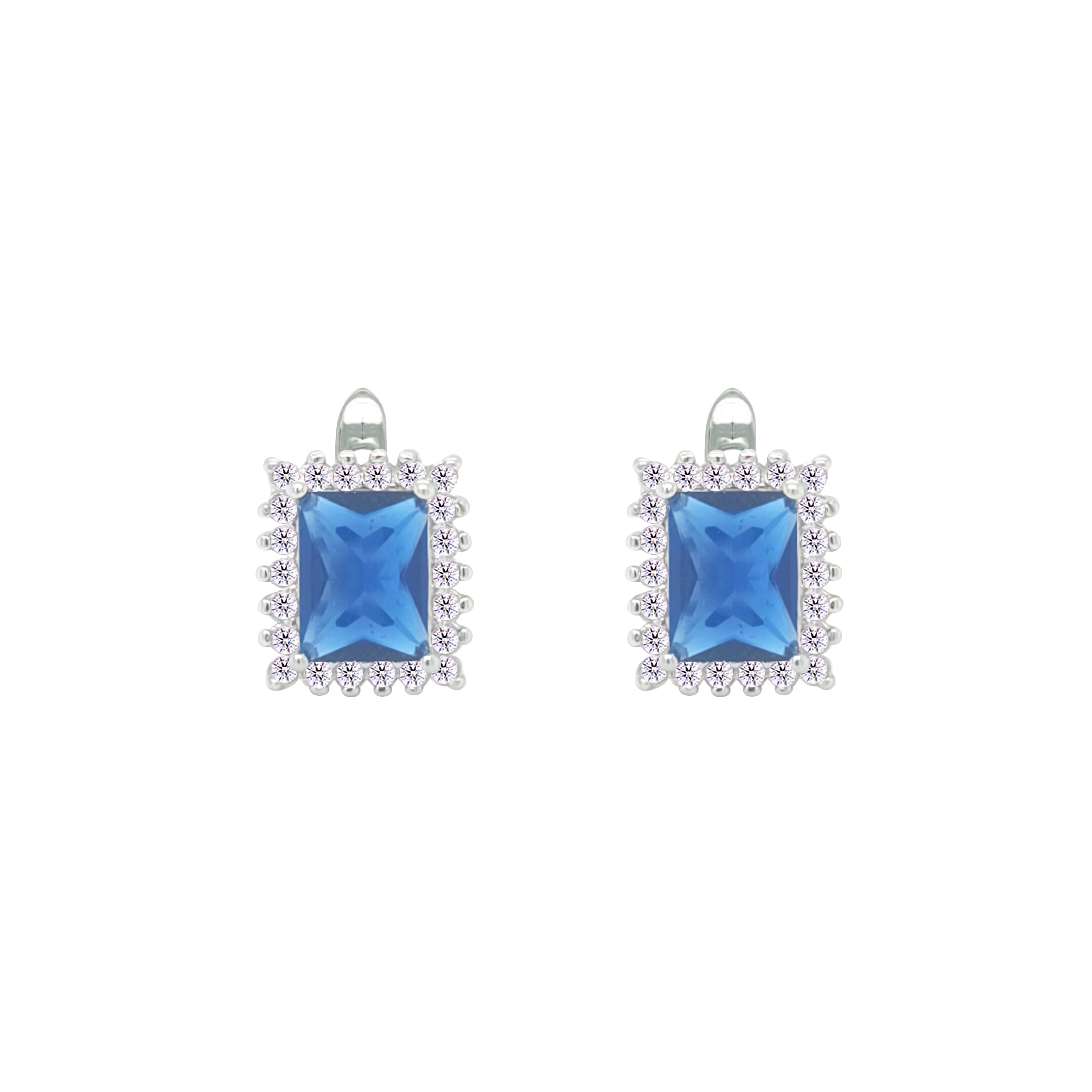 Asfour Crystal Jewelry Set With Blue Emerald Design In 925 Sterling Silver-SD0106-B-7