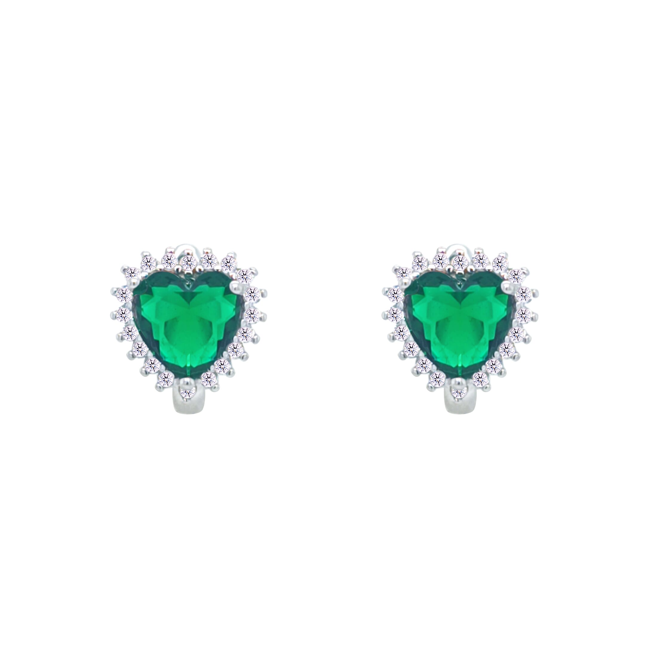 Asfour Crystal Jewelry Set With Emerald Heart Design In 925 Sterling Silver-SD0107-G-8