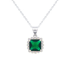 Asfour Crystal Jewelry Set With Emerald Square Design In 925 Sterling Silver-SD0108-G-7