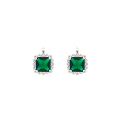 Asfour Crystal Jewelry Set With Emerald Square Design In 925 Sterling Silver-SD0108-G-7