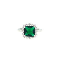 Asfour Crystal Jewelry Set With Emerald Square Design In 925 Sterling Silver-SD0108-G-7