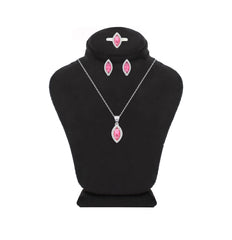 Asfour Crystal Jewelry Set With Dark Rose Marquise Design In 925 Sterling Silver-SD0119-O5-9
